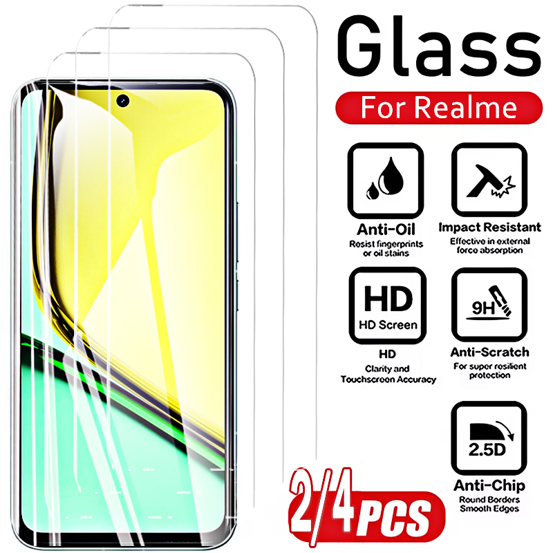 Realme C67 - 2/4 Stück Frontscheibenschutz aus gehärtetem Glas