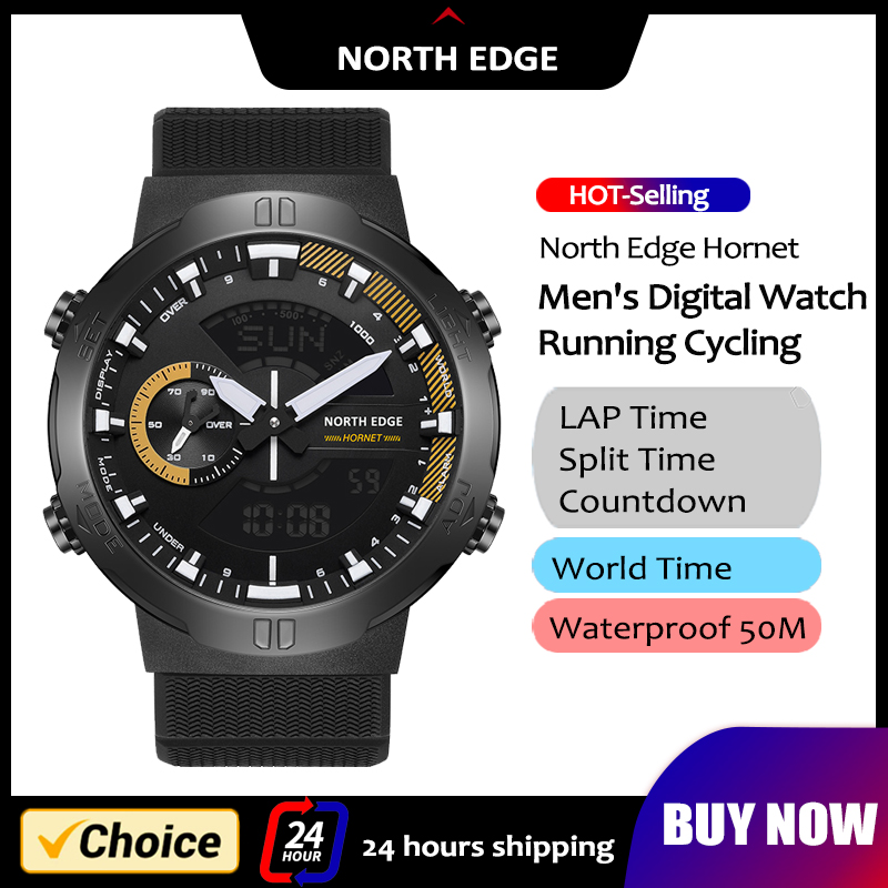 Smartwatch Nexus - NORTH EDGE Herren-Smartwatch, Weltzeituhr, Countdown-Geschwindigkeit, Stoppuhr,
