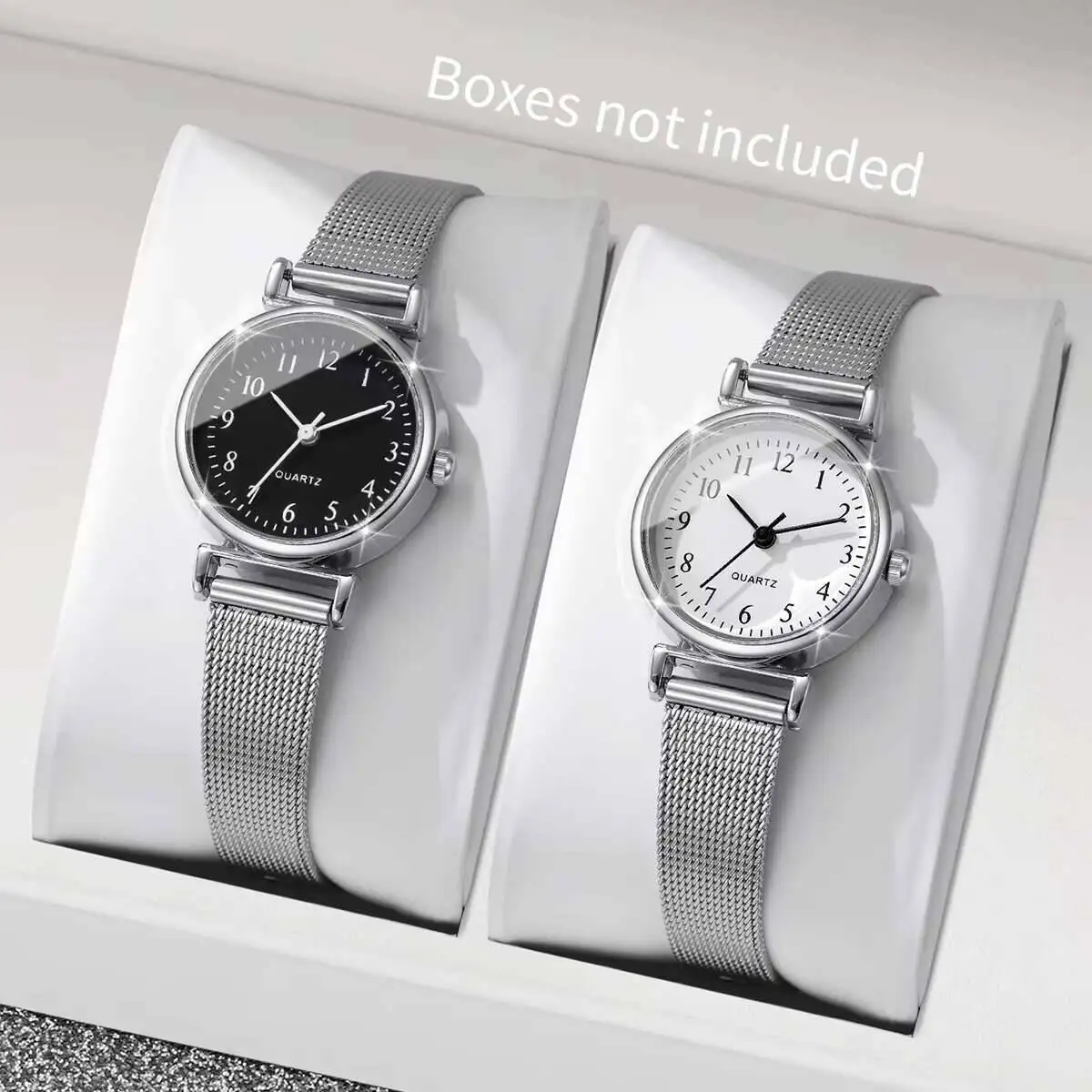 1/2 Stück modische Damenuhren, – Stainless Mesh Band Bewertung und Preis