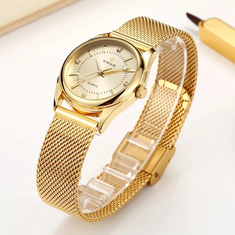 WWOOR Luxus Marke Kleid Gold U – Stainless Mesh Band Bewertung und Preis